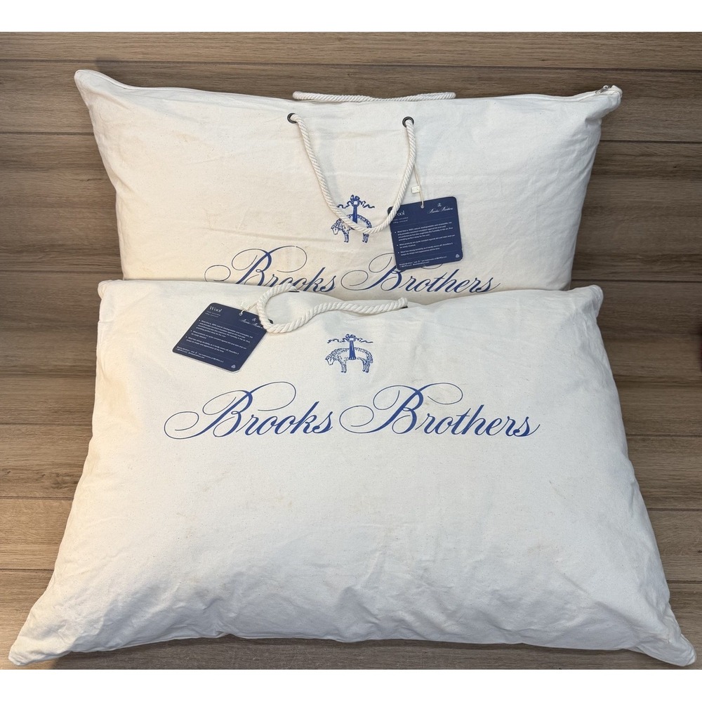 New Brooks Brothers 100% Wool Pillow Queen Size 20"x30" Set Of 2